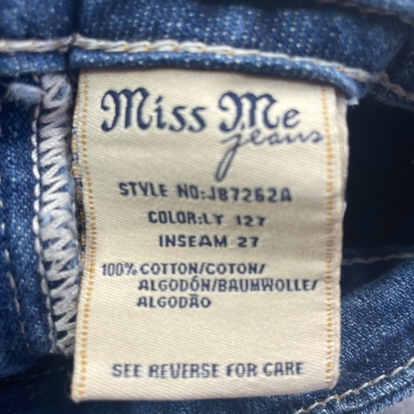 Miss Me Jeans Womens 27 Style # JB7262A Boyfriend Ankle Cut Out Distressing Gems - Picture 5 of 7
